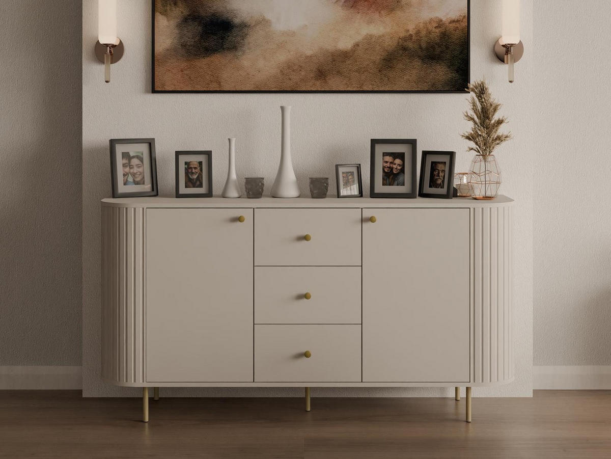 KOMMODE mit Schubladen beige OVI - Beige, Holzwerkstoff (165/85/42cm) - Compleo24