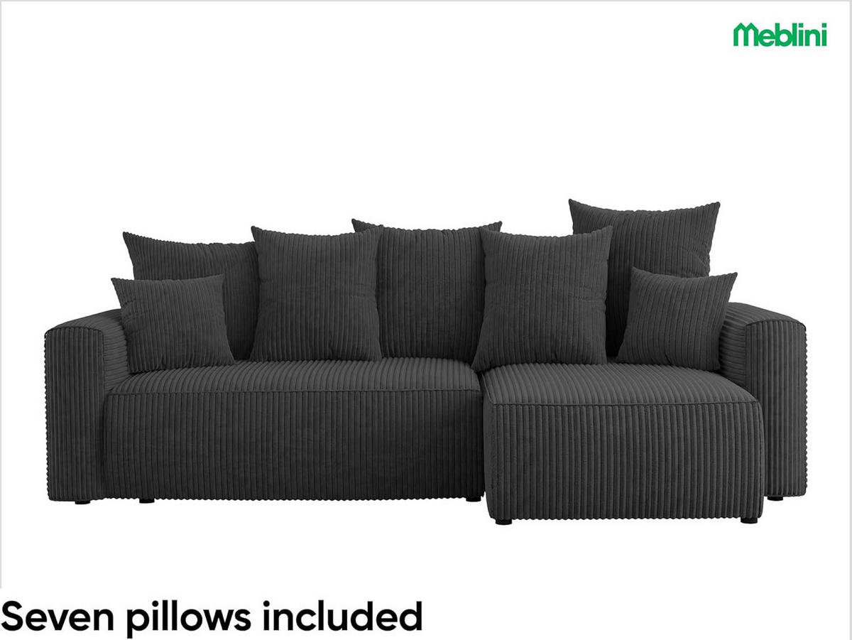 ECKSOFA SOLARIS L - Blau/Dunkelgrau, Holzwerkstoff (238/142cm) - Meblini