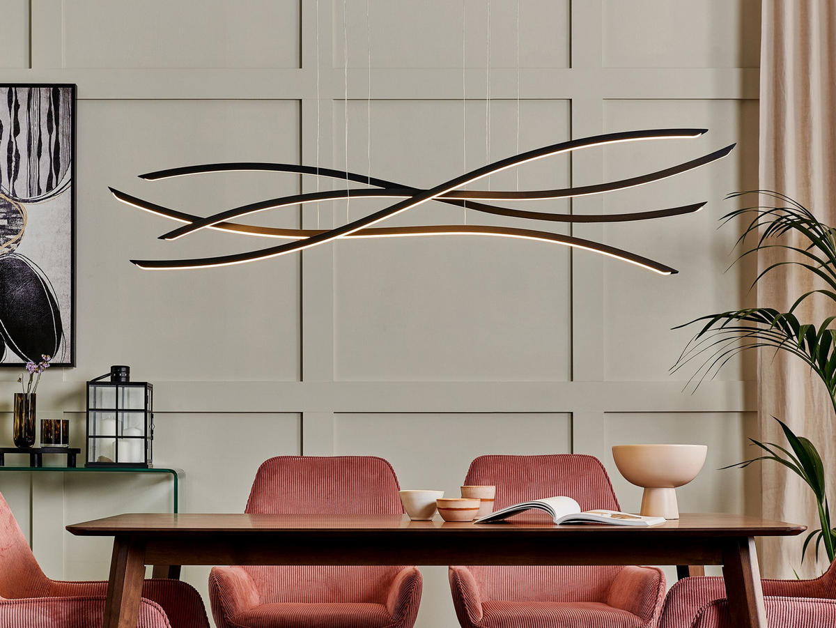 HÄNGELEUCHTE Calao 17/160/160 cm - Schwarz, Metall (17/160/160cm) - Beliani