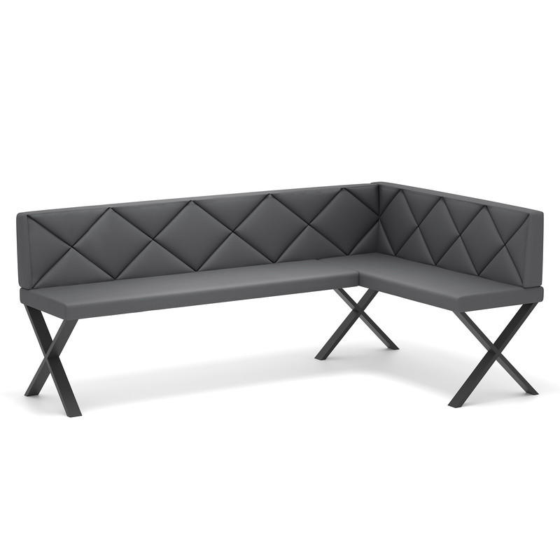 ECKBANK rechts VERO X Kunstleder gesteppt, 168/128cm Dunkelgrau - Dunkelgrau, Kunststoff/Textil (128/168cm) - Idohome