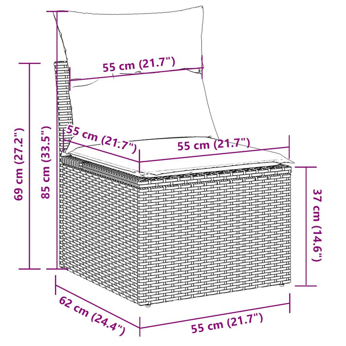 GARTEN-SOFAGARNITUR 6-TLG. Mit Kissen Hellgrau Poly Rattan - Grau, Kunststoff - vidaXL