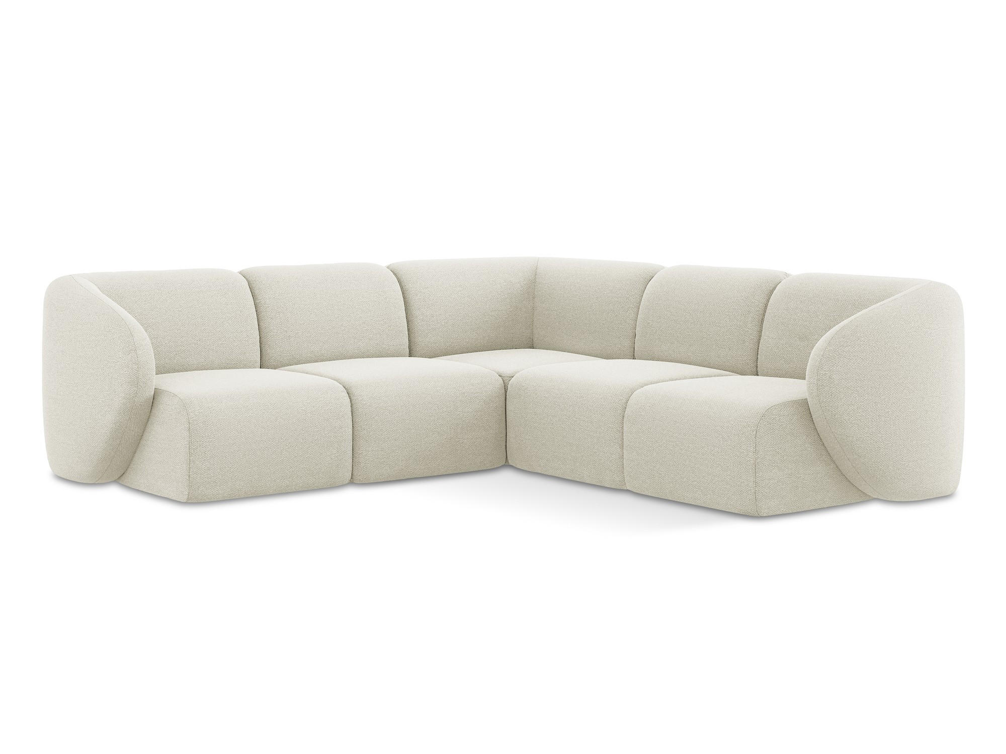 ECKSOFA Bouclé Stoff Beige - Sandfarben/Schwarz, Holzwerkstoff/Kunststoff (251/251cm) - Makamii