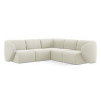 ECKSOFA Bouclé Stoff Beige - Sandfarben/Schwarz, Holzwerkstoff/Kunststoff (251/251cm) - Makamii