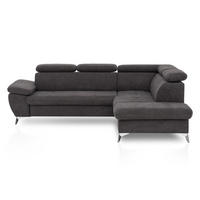 ECKSOFA mit Schlaffunktion und praktischem Bettkasten - Chromfarben/Anthrazit, Textil/Metall (209/256cm) - Cotta