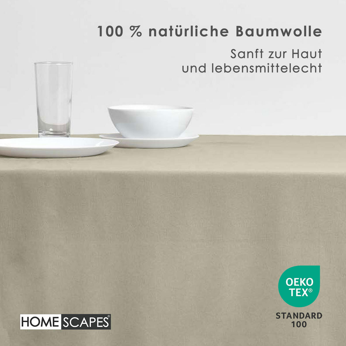 TISCHDECKE grau 137/178 cm, 100% Baumwolle - Grau, Textil (137/178cm) - Homescapes