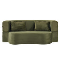 SCHLAFSOFA 2-in-1 faltbar Grün mit 2 Kissen - Grün, Kunststoff (180/70/55cm) - Meubliv