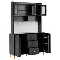 BUFFET 120/40/190 cm schwarz aus MDF mit Lochplatte und Schubladen - Schwarz, Holzwerkstoff (120/190/40cm) - OKWISH