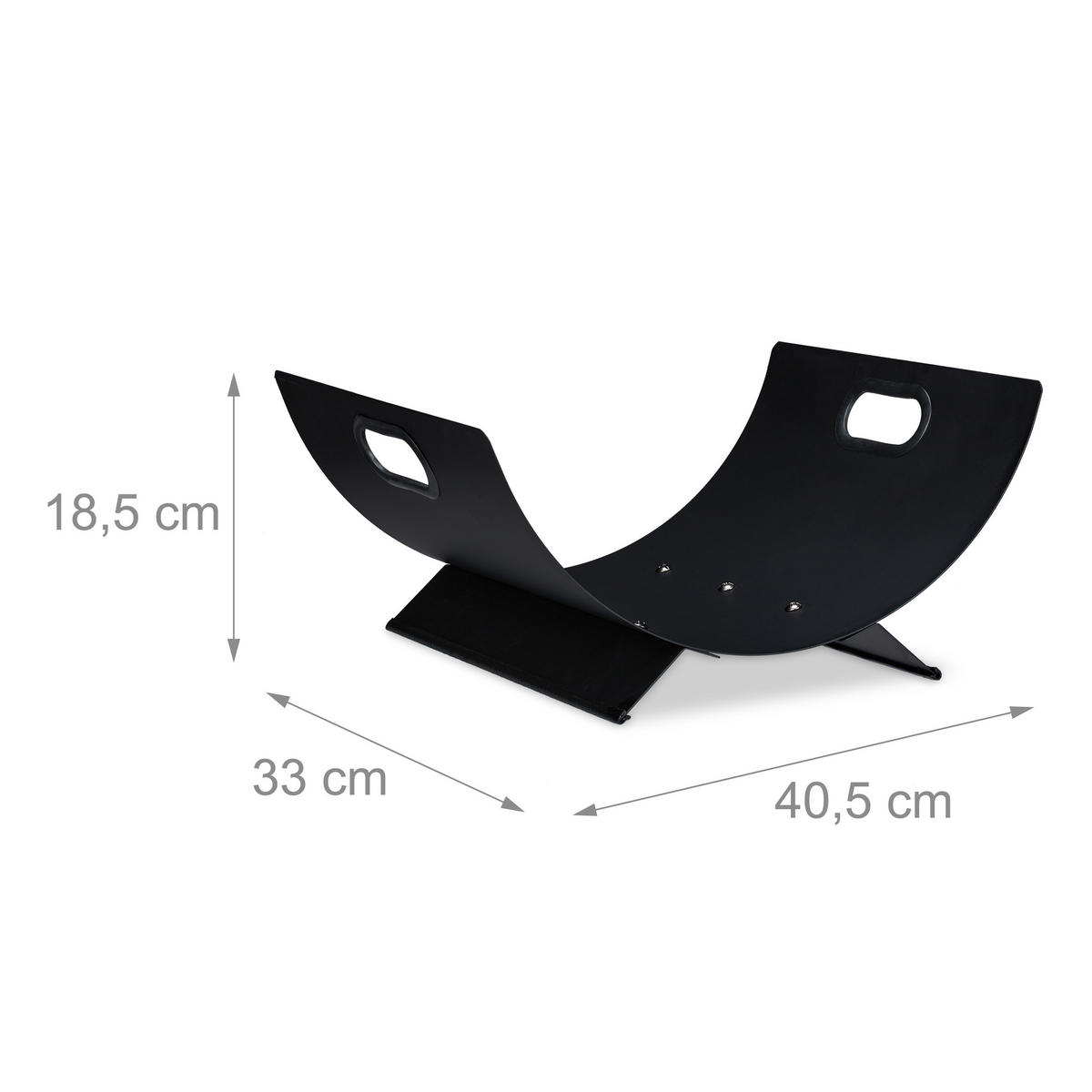 KAMINHOLZKORB Metall - Schwarz, Metall (40.5/18.5/33cm) - Relaxdays