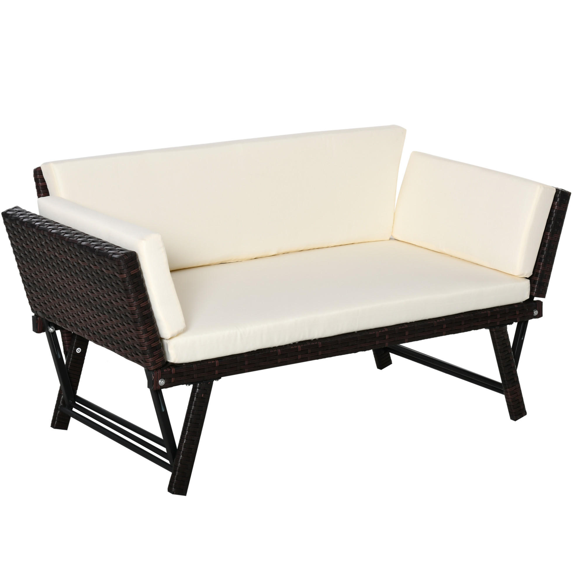 ZAHRADNÍ pohovka 129/63/67 cm hnědá z ratanu s polohovatelnými područkami - hnědá, přírodní materiály (63/67/129cm) - OKWISH