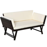 ZAHRADNÍ pohovka 129/63/67 cm hnědá z ratanu s polohovatelnými područkami - hnědá, přírodní materiály (63/67/129cm) - OKWISH