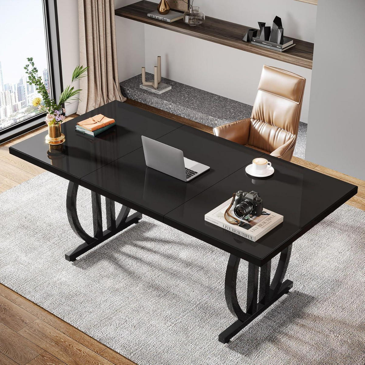 SCHREIBTISCH 160 x 80 cm Schwarz - Schwarz, Holzwerkstoff (80/160/75cm)