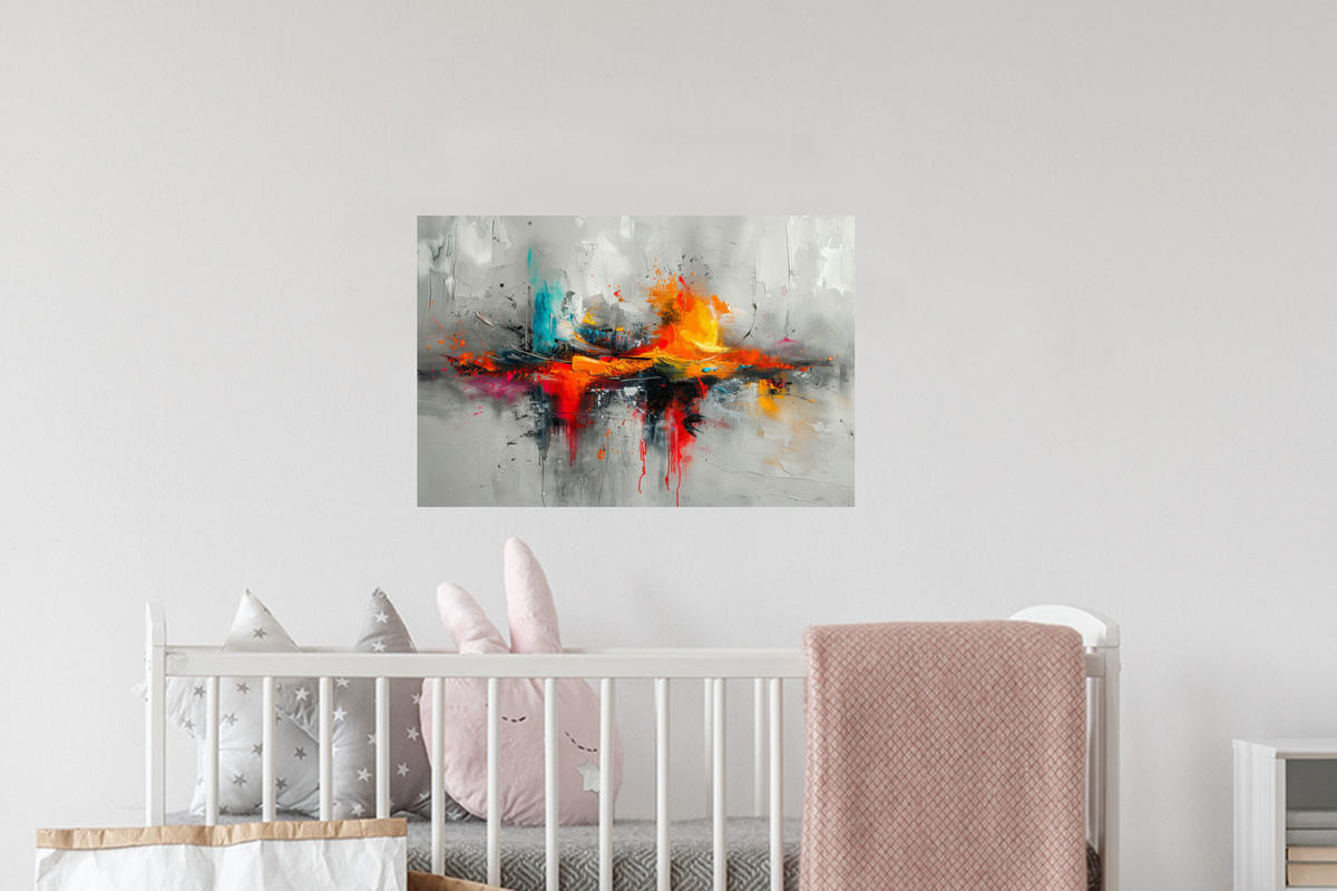 WANDTATTOO Moderne Kunst - Orange - Grau - Abstrakt 60x40 cm - Hellgrau, Kunststoff (60/40/0.1cm) - MuchoWow