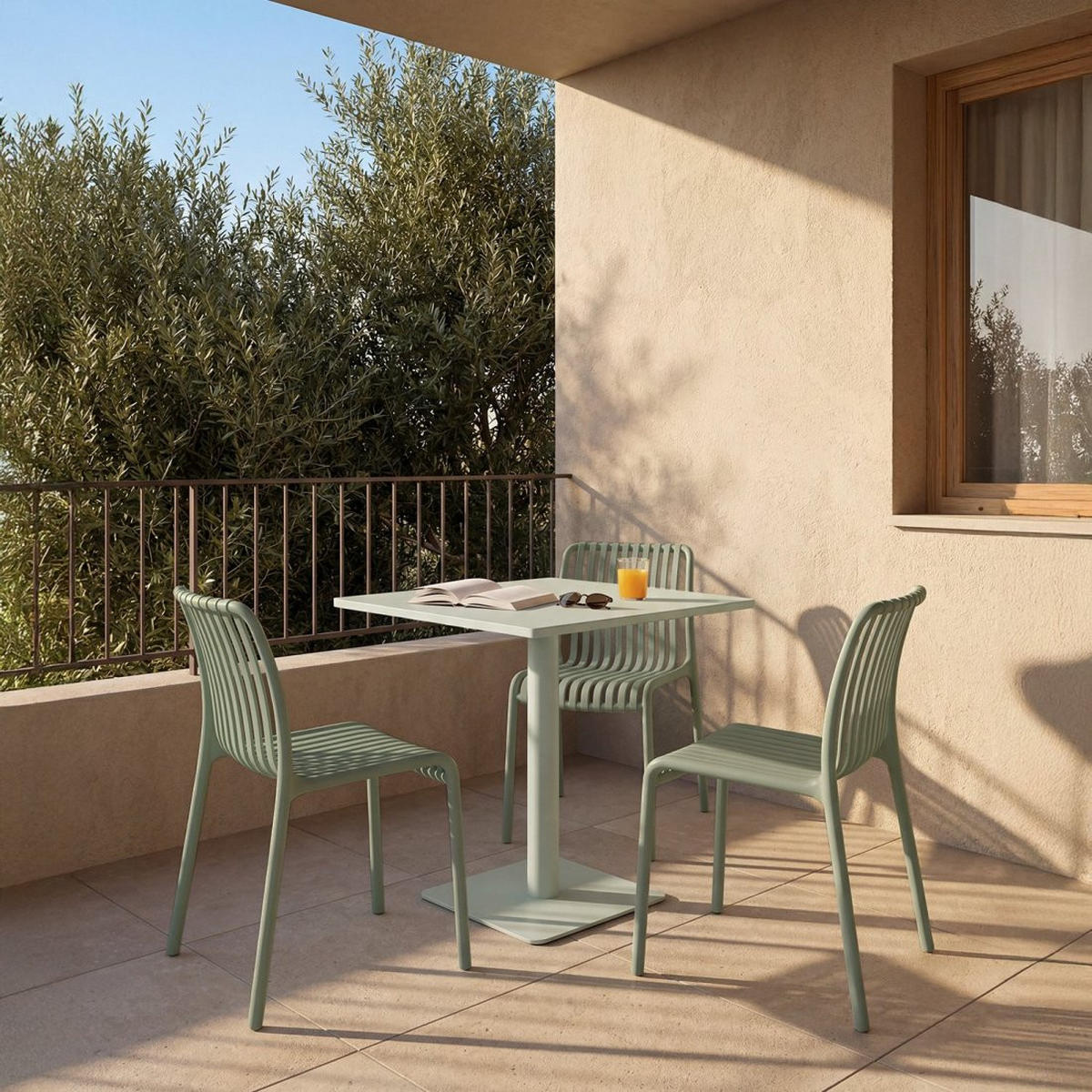 GARTENSTUHL Ollie Grün 45 cm x 78 cm 4er-Set - Grün, Kunststoff (45/78/62cm) - Klast Home