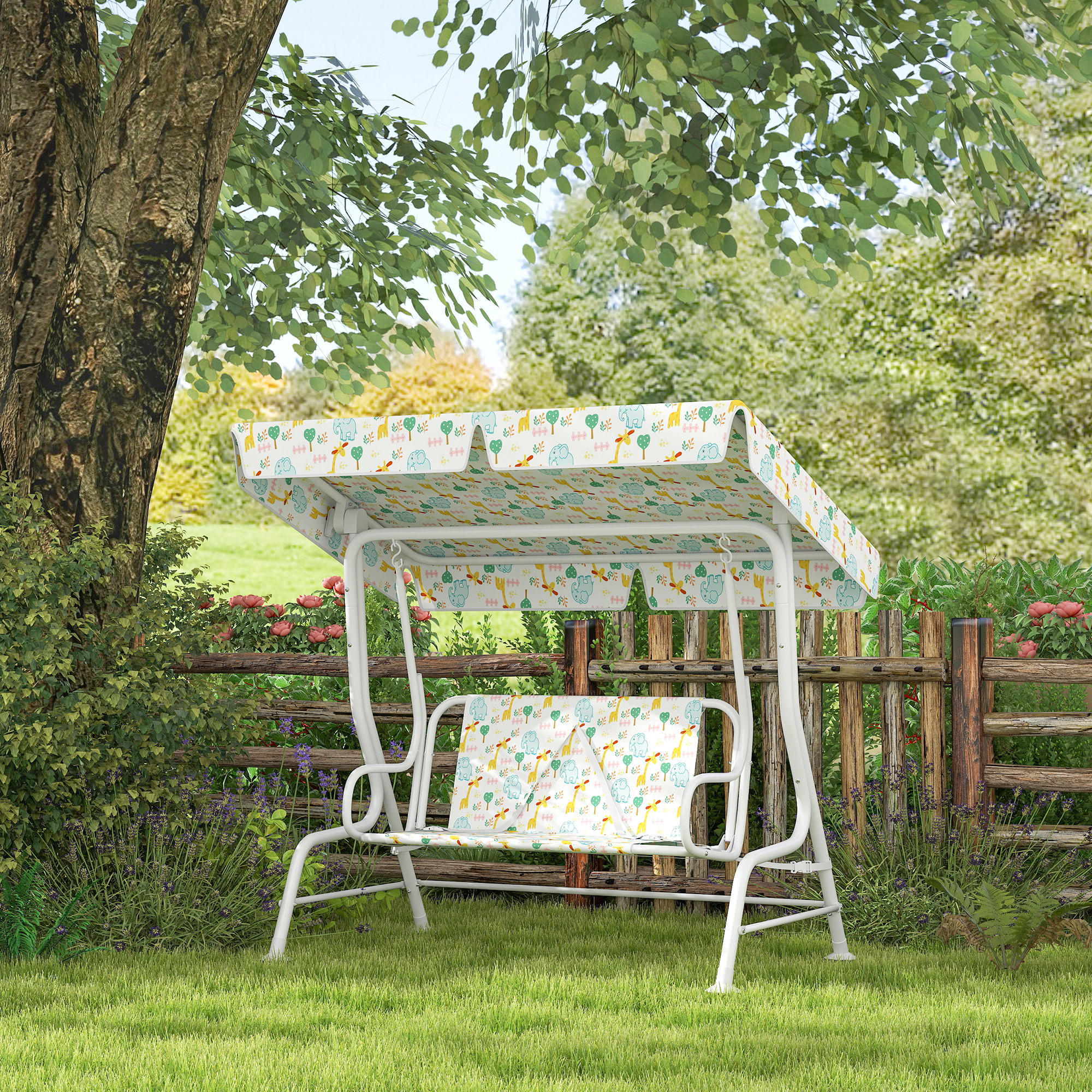 Thumbnail - Aiyaplay Kinder, Weiß, Metall, 75x120x112 cm, Gartenmöbel, Hollywoodschaukeln