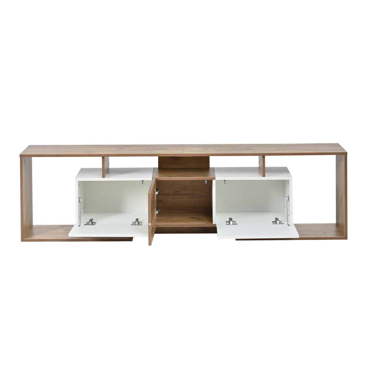TV-SCHRANK 180/30/49 cm Naturholz mit 3 Türen und 3 offenen Fächern - Weiß, Holzwerkstoff (180/49/30cm) - Oxeza