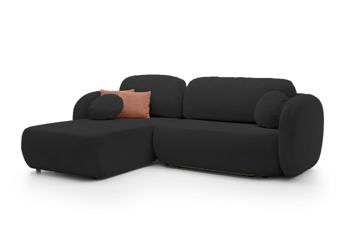ECKSOFA OLIO L-Form Schlaffunktion mit Bettkasten, lose Rückenkissen, freistehend, LINKS 174x248 cm Graphite-coloured - Graphitfarben, Holz/Textil (174/248cm) - DomoHome