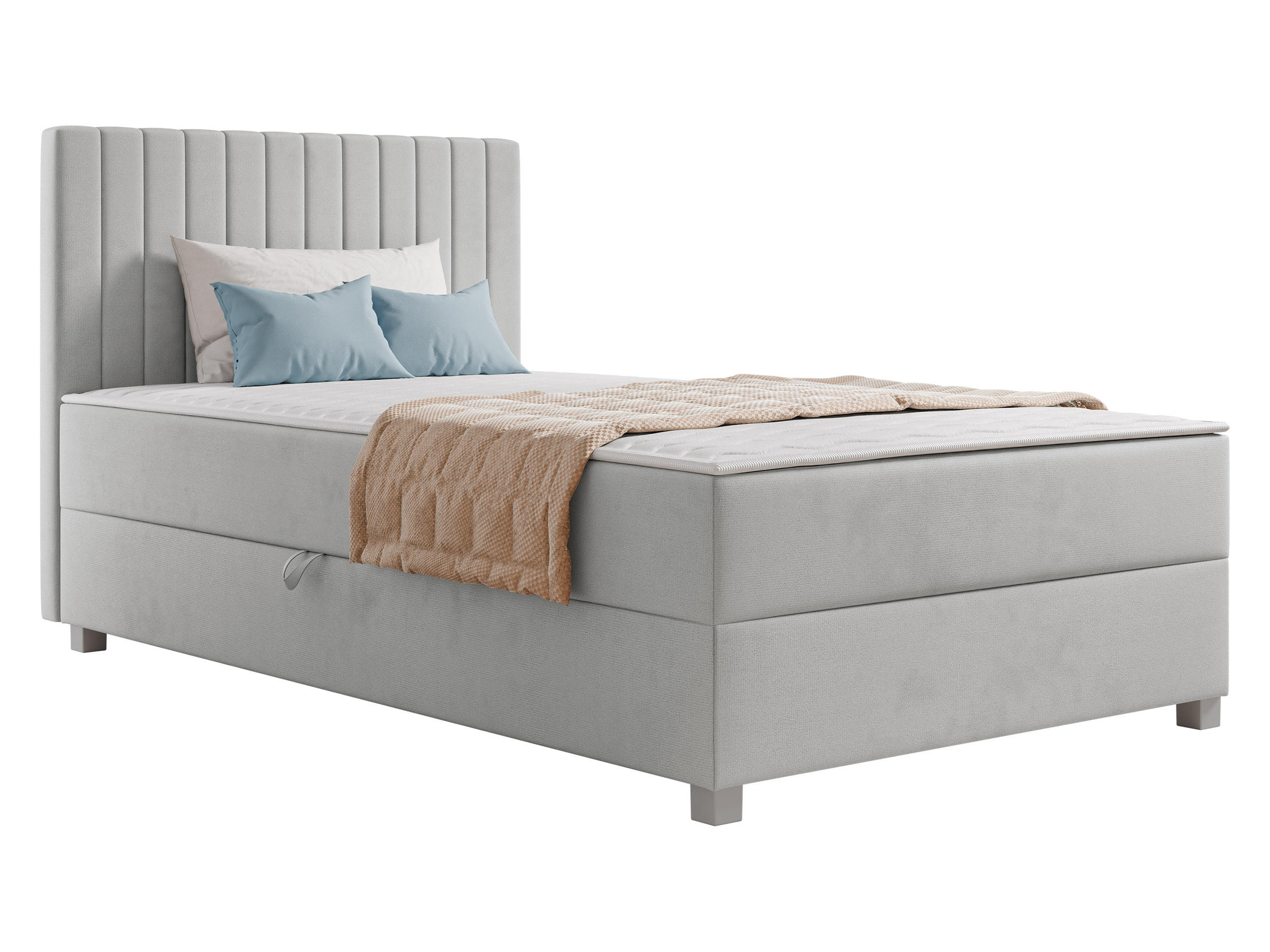 BOXBETT Viki - Silberfarben/Hellgrau, Holzwerkstoff/Kunststoff (120/200cm) - MIRJAN24