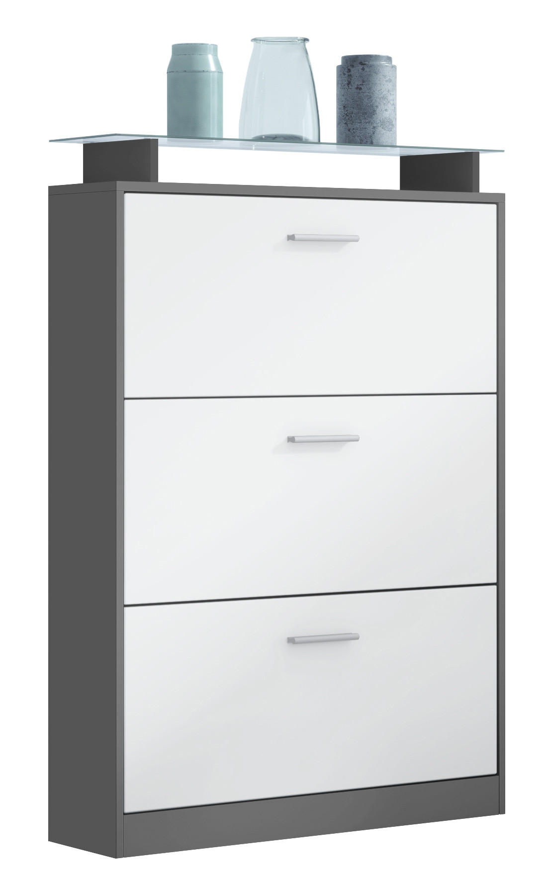 SCHUHSCHRANK Lavia Front in Weiß matt - Weiß, Holzwerkstoff (89/128/23cm) - Vladon
