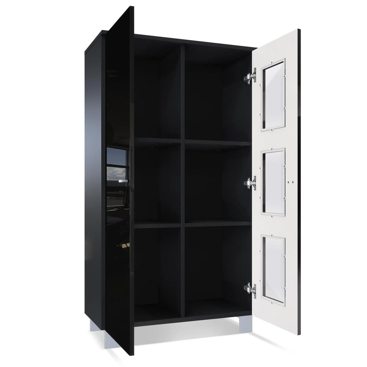 VITRINE Denjo Tür in Eiche Nordic - Silbereichenfarben, Holzwerkstoff (71/129/35cm) - Vladon