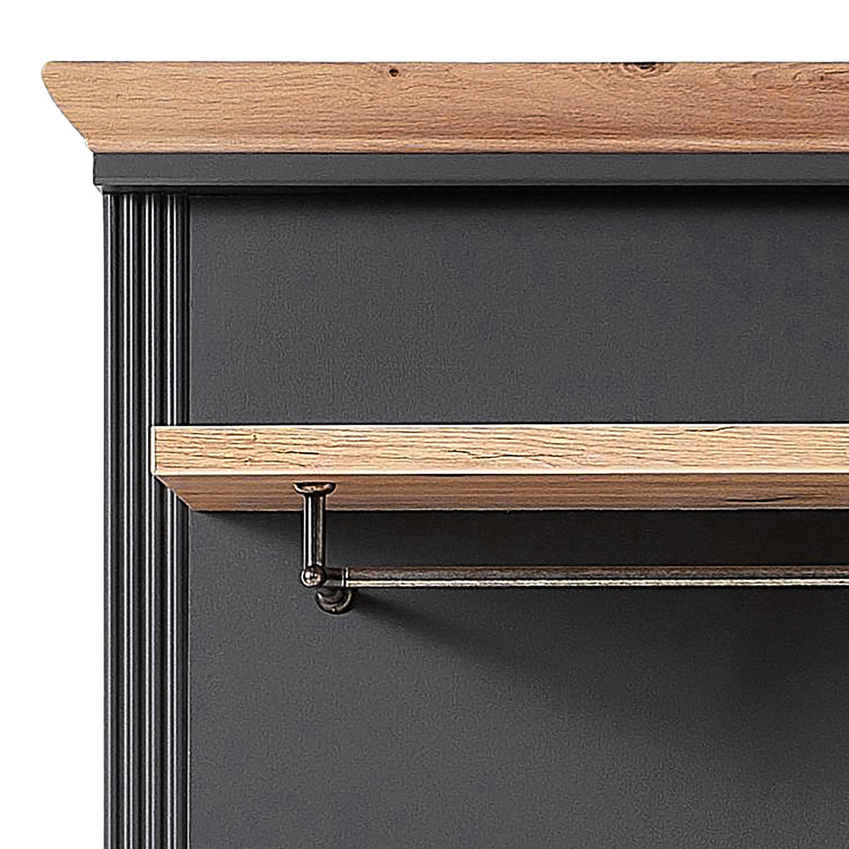 GARDEROBENPANEEL - Graphitfarben, Holzwerkstoff/Metall (93/107/30cm) - home24