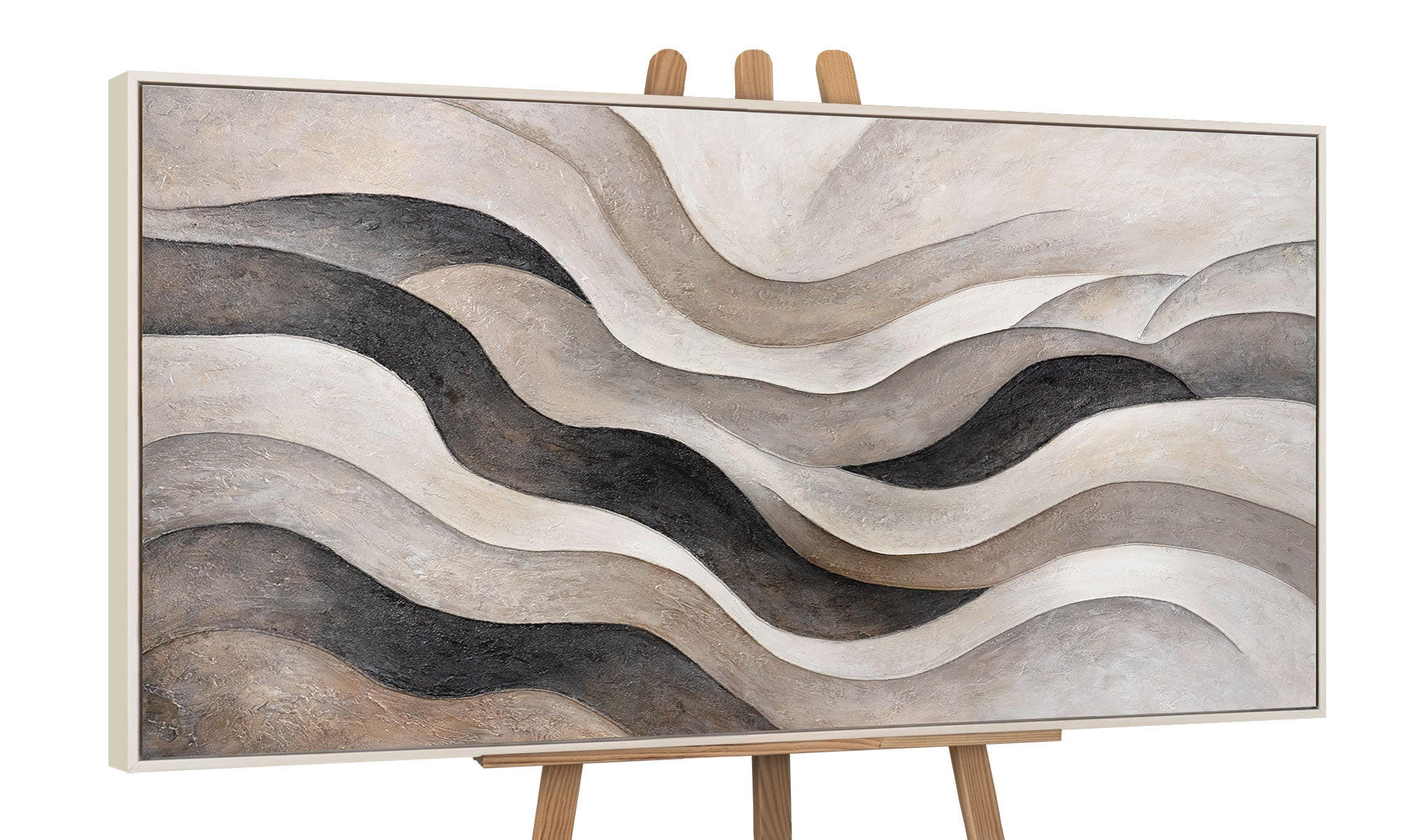 GEMÄLDE Sandwellen Schattenfugenrahmen Beige 120x60 cm - Beige, Holz (120/60cm) - YS-art gallery