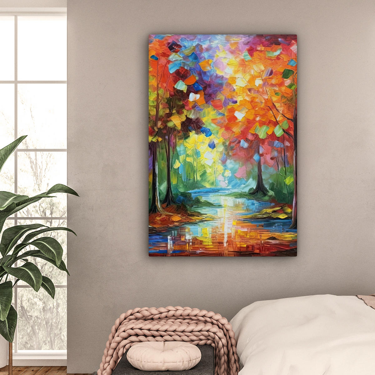 LEINWANDBILD Landschaft - Wald - Farben - Natur Deko XXL 80x120 cm - Multicolor, Textil (80/120cm) - MuchoWow