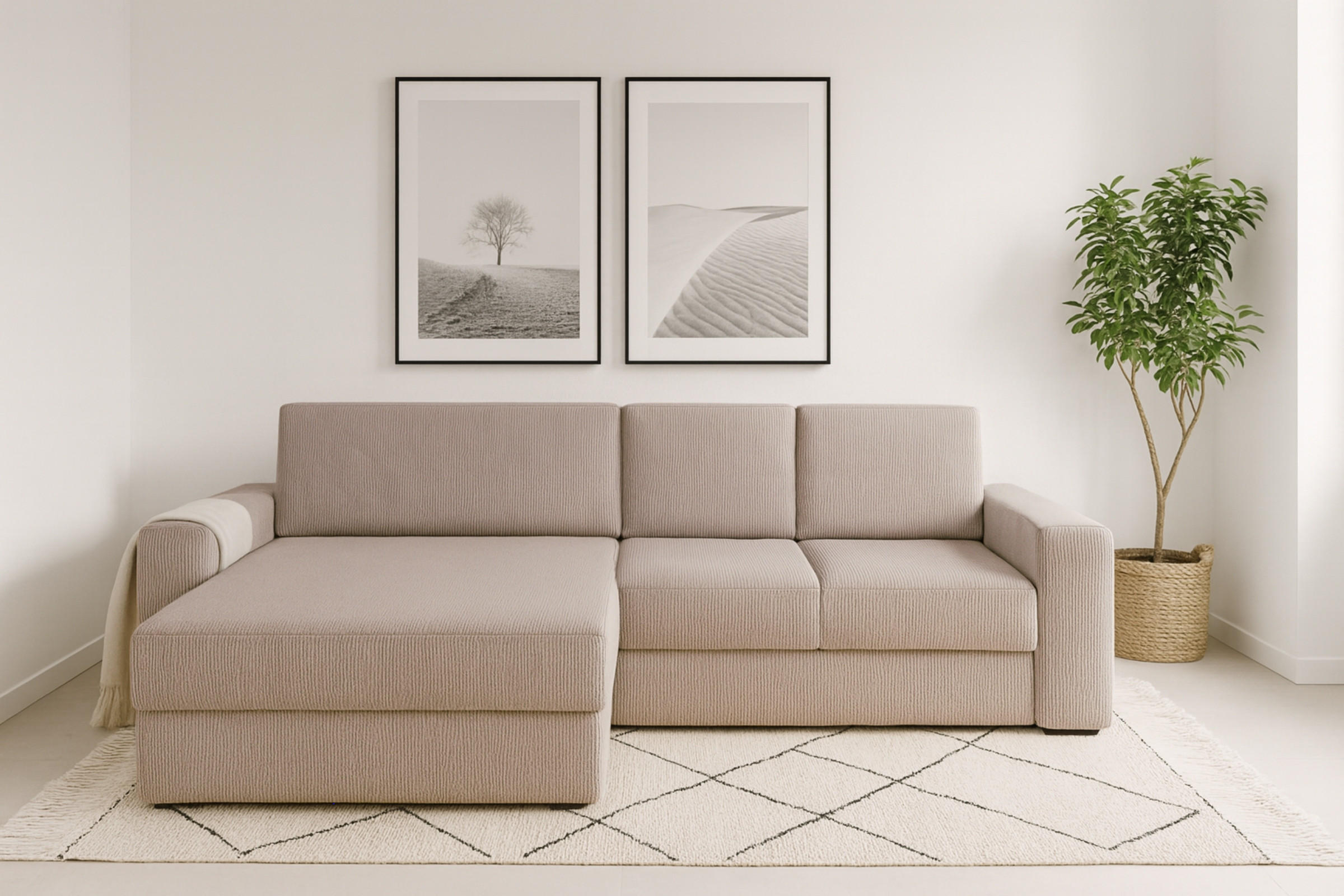 ECKSOFA TOCO XL 275/170 cm in Cord Beige links - Beige, Holz/Holzwerkstoff (275/170cm) - Deine Möbel 24
