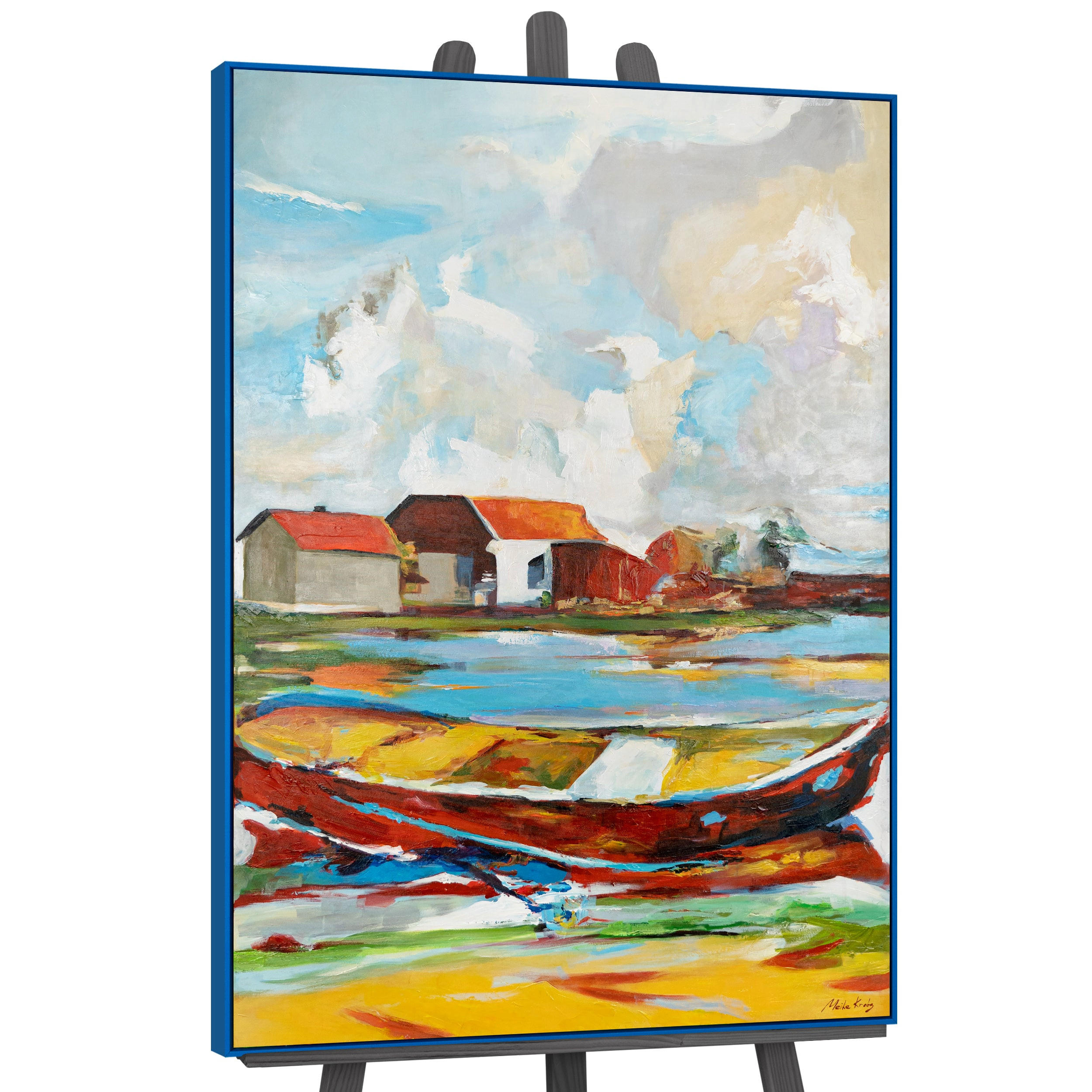 GEMÄLDE Gezeiten der Inspiration Schattenfugenrahmen Blau 120x80 cm - Blau, Holz (120/80cm) - YS-art gallery