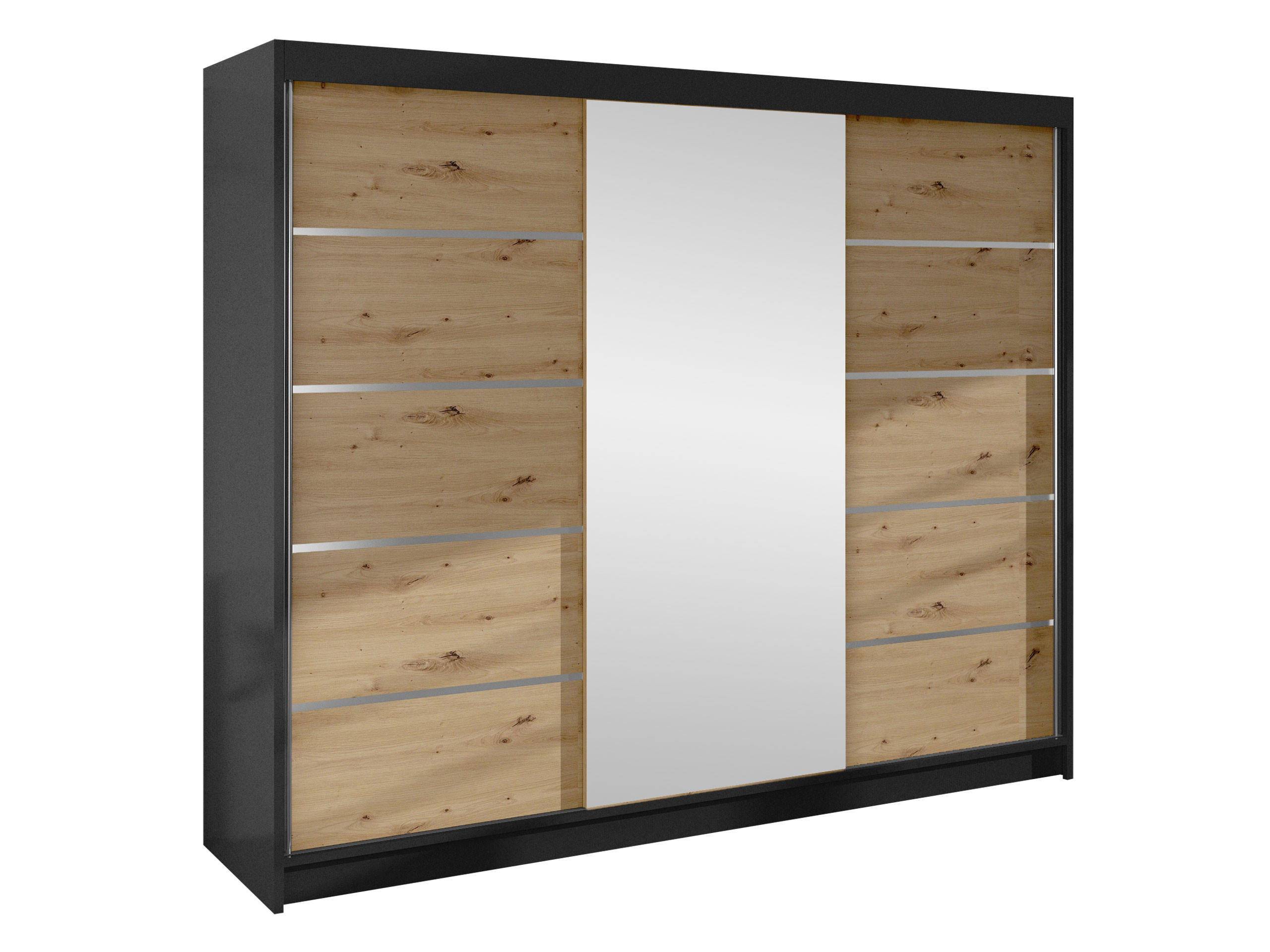 SCHWEBETÜRENSCHRANK Derby VI - Braun, Holzwerkstoff/Metall (200/215/58cm) - MIRJAN24