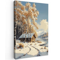 LEINWANDBILD Winter - Schnee - Zuhause - Natur 40x60 cm - Hellbraun, Textil (40/60cm) - MuchoWow