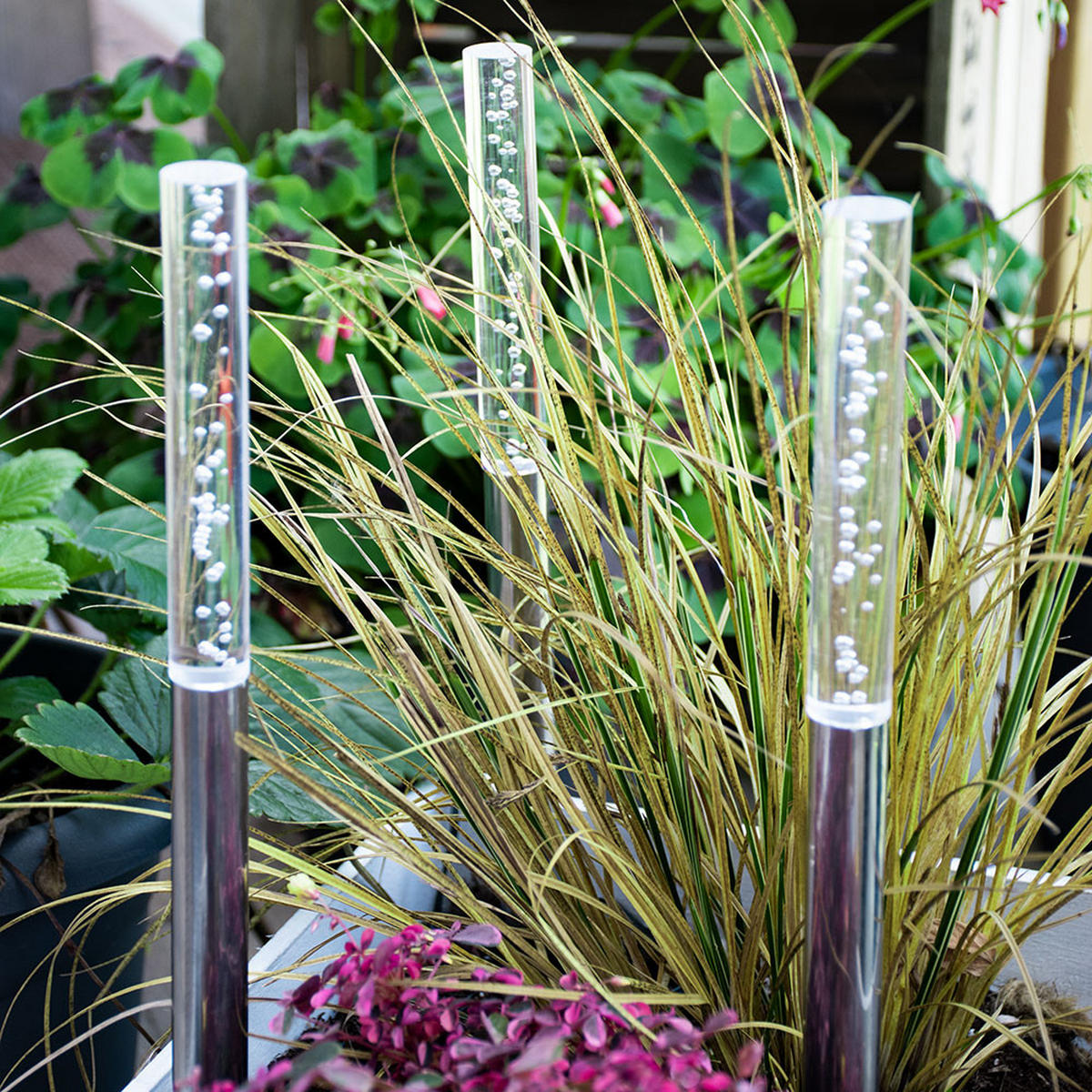 LED AUSSENLEUCHTE Solar Silber 4er Set - Silberfarben, Metall (2/2/48cm) - Globo Lighting