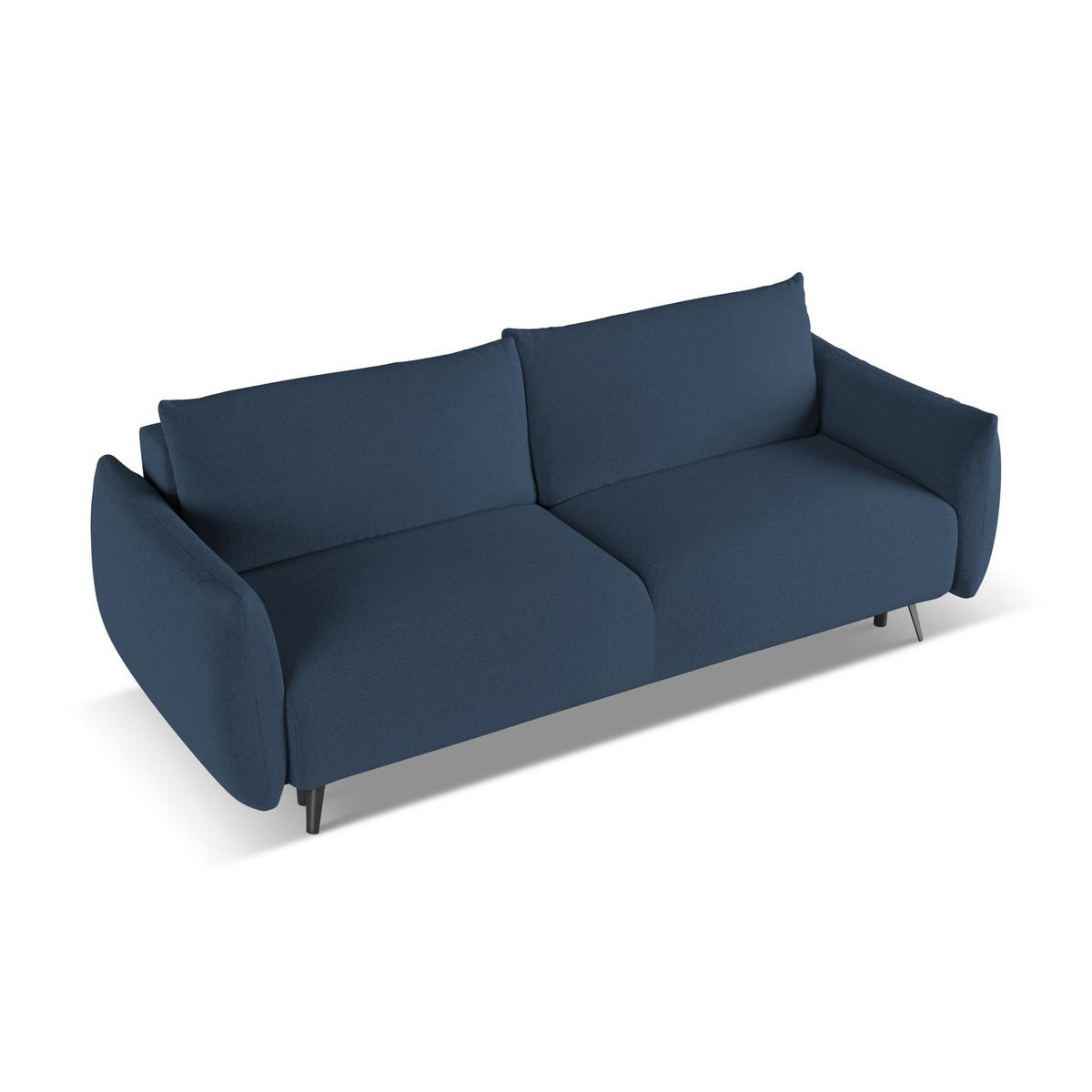 3-SITZER SOFA mit Schlaffunktion Chenille Stoff Blau - Blau/Schwarz, Textil/Metall (230/86/105cm) - LaMiaSofa