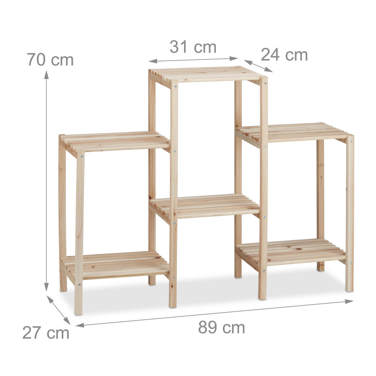 PFLANZENREGAL - Hellbraun, Holz (89/70/27cm) - Relaxdays