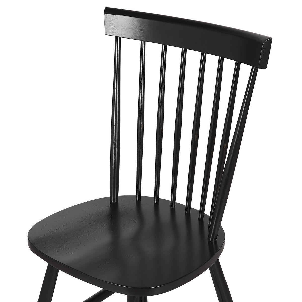 ESSZIMMERSTUHL 2er-Set Gummibaumholz Schwarz Burges - Schwarz, Holz (51/92/43cm) - Beliani