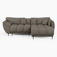 ECKSOFA LEGRO Rechts Beige Velours Pet Friendly L-Form Couch mit Schlaffunktion & Bettkasten - Beige/Schwarz, Holz (285/180cm) - Barchello