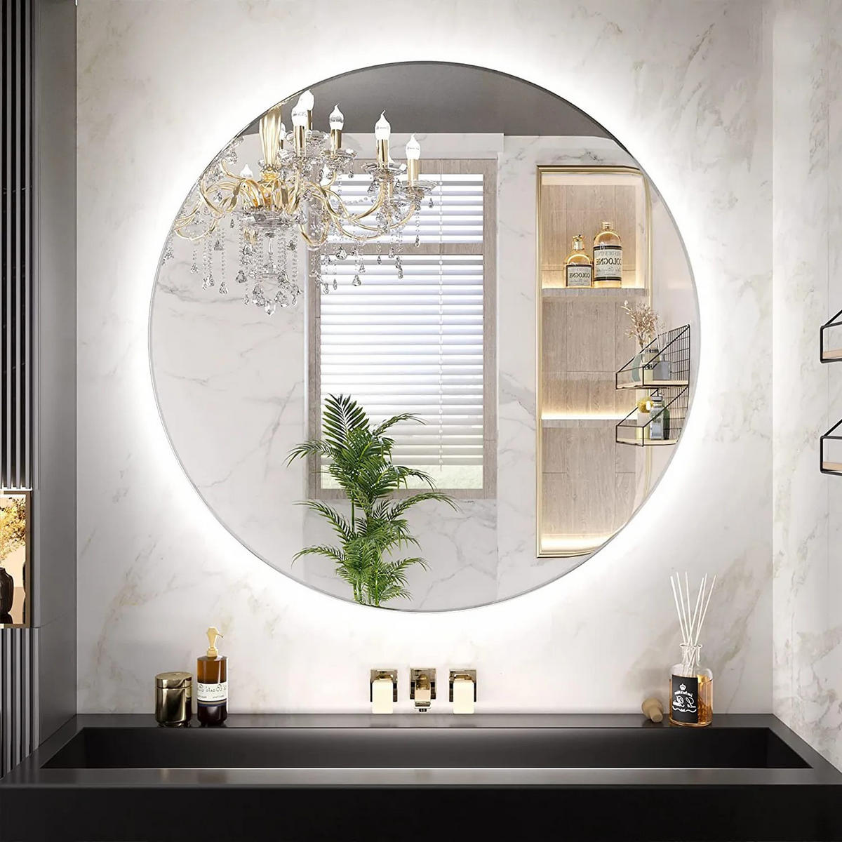 SPIEGEL Rea Led 70cm Hzj070 - Weiß, Glas (70/70/2cm) - REA