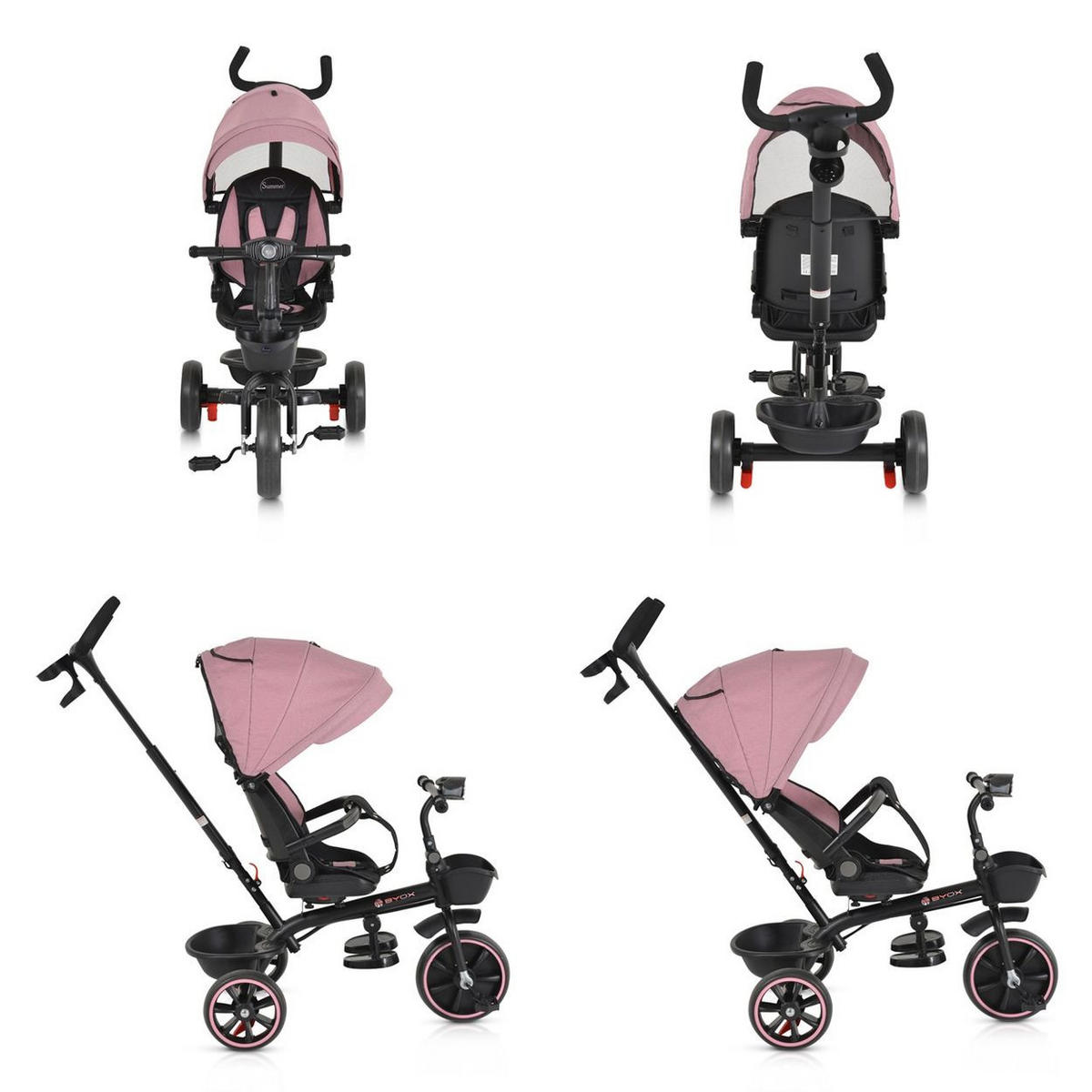 DREIRAD Tricycle Summer rosa Fußstütze klappbar, Musik, Becherhalter, Körbe - Rosa, Metall (75/52/110cm)