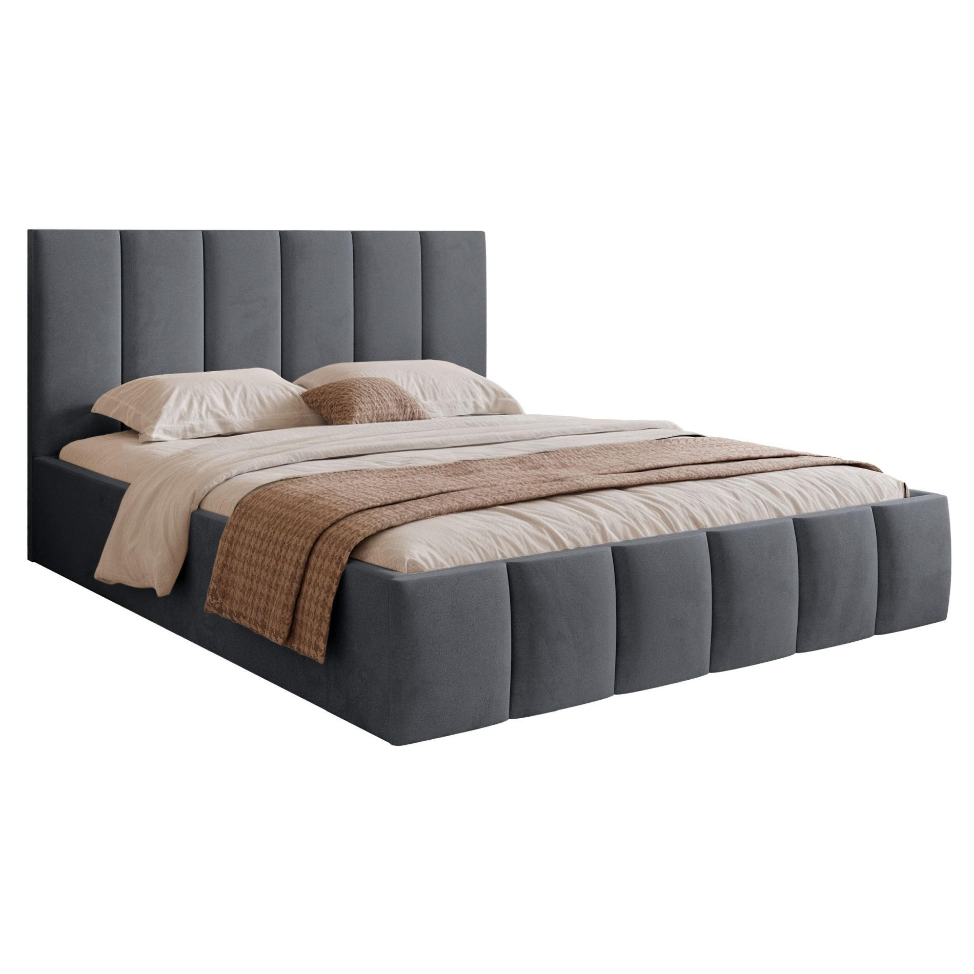 POLSTERBETT Sarafino Dunkelgrau Samt 160x200 cm - Dunkelgrau, Textil (160/200cm) - Selsey