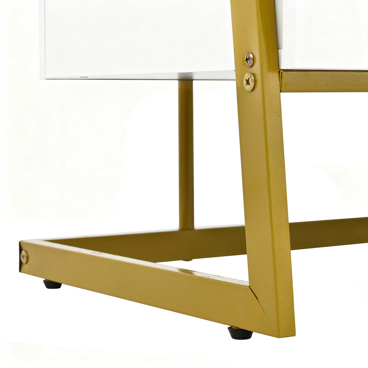 GARDEROBE-SET in Weiß und Gold Flurgarderobe mit Spiegel und Schuhbank für Eingangsbereich und Flur, B78/T38.5/H180.5 cm - Goldfarben/Weiß, Glas/Holzwerkstoff (78/180.5/38.5cm) - STILVORA