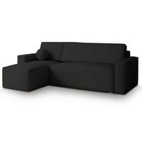 ECKSOFA RAVELO P Schwarz Kordstoff mit Schlaffunktion - Schwarz, Holz (240/140cm) - MASSENO
