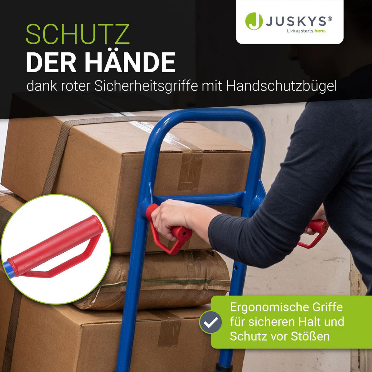 TREPPENSACKKARRE blau mit Dreikranzrädern - Blau, Metall (42/65/115cm) - Juskys