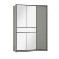 SCHWEBETÜRENSCHRANK RUMBLE 151/217/65 cm 2-türig mit Spiegel Grau - Grau, Holzwerkstoff (151/217/65cm) - MASSENO