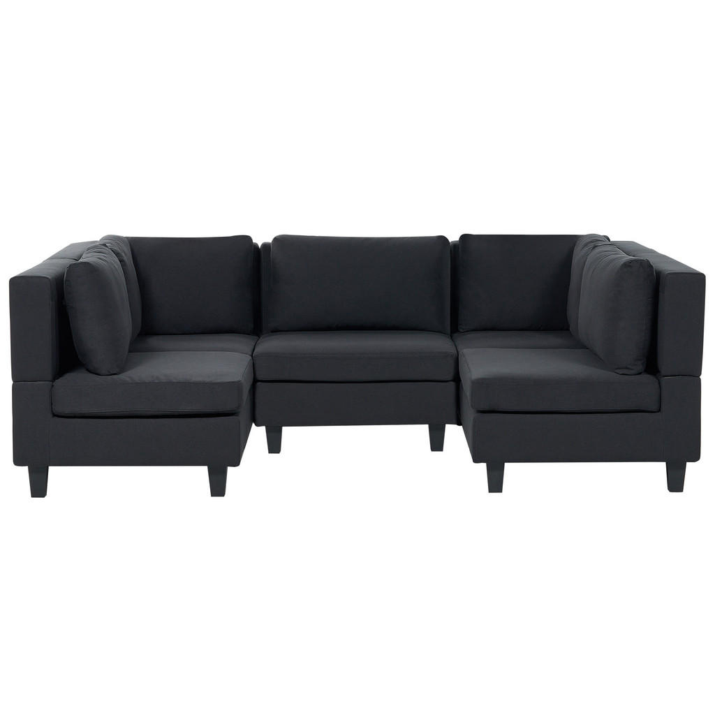 CANAPEA MODULARĂ 5 LOCURI în formă de u neagră textil Unstad
