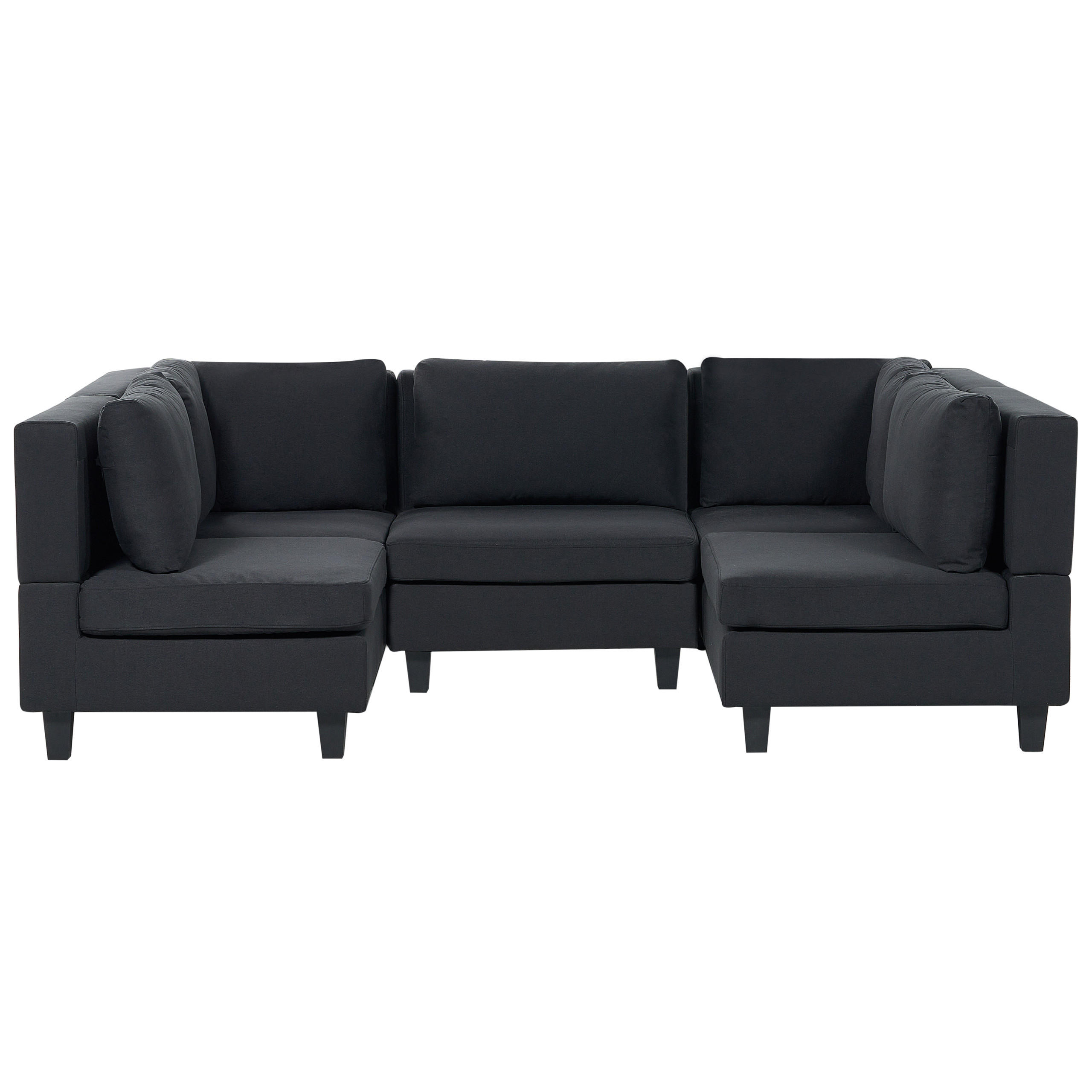 5-SITZER-MODULSOFA U-förmiges Schwarz Stoff Unstad - Schwarz, Textil (228/72/76cm) - Beliani