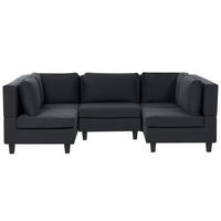 MODULÁRNÍ POHOVKA 5-místná Tvar U Černá Látka Unstad - černá, textil (228/72/76cm) - Beliani