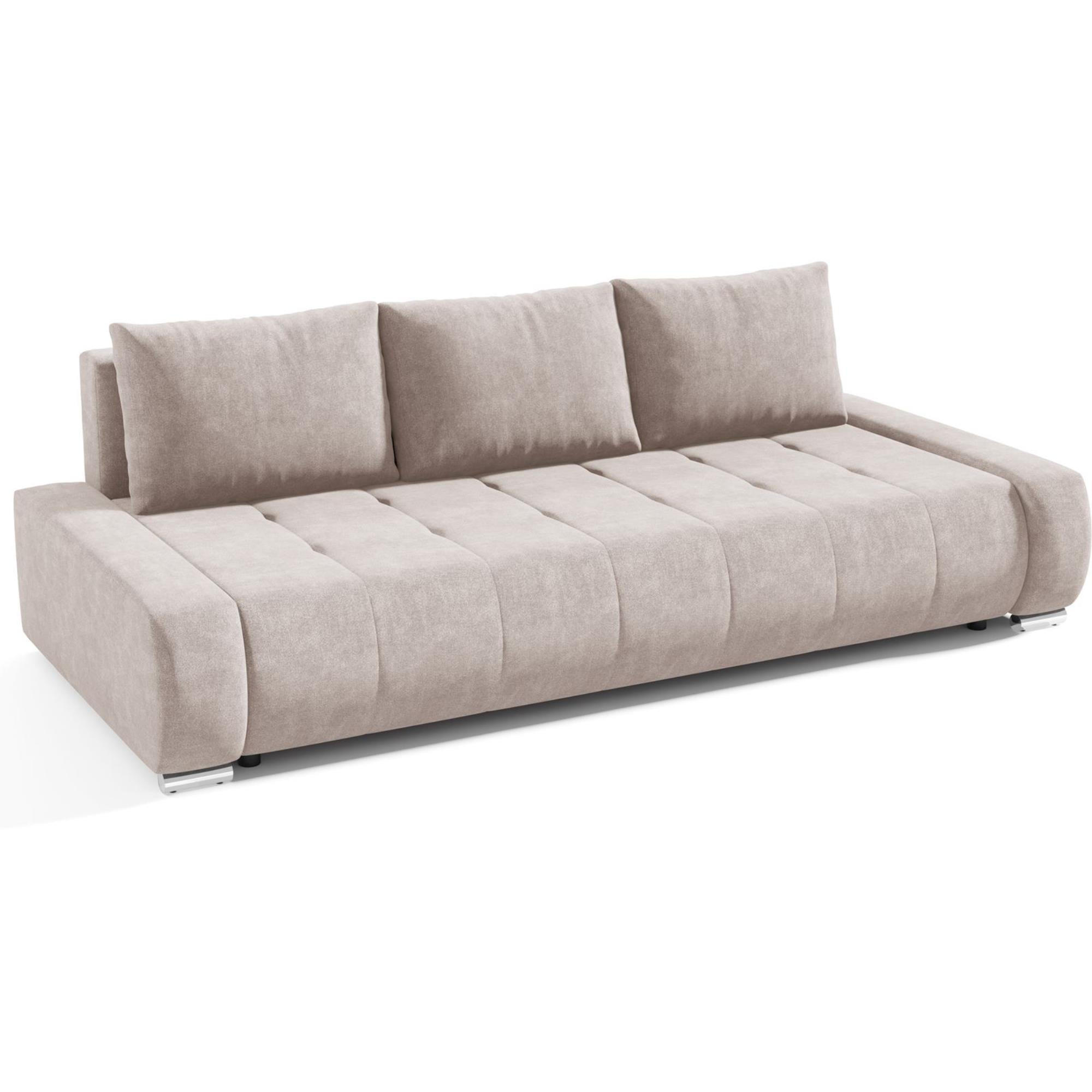 SCHLAFSOFA Draco 3-Sitzer, mit Bettkasten, Beige - Beige, Textil (240/85/110cm) - Beautysofa