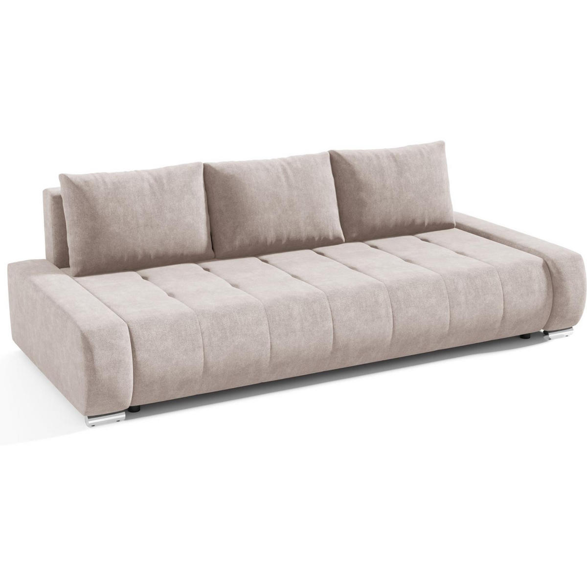 SCHLAFSOFA Draco 3-Sitzer, mit Bettkasten, Beige - Beige, Textil (240/85/110cm) - Beautysofa