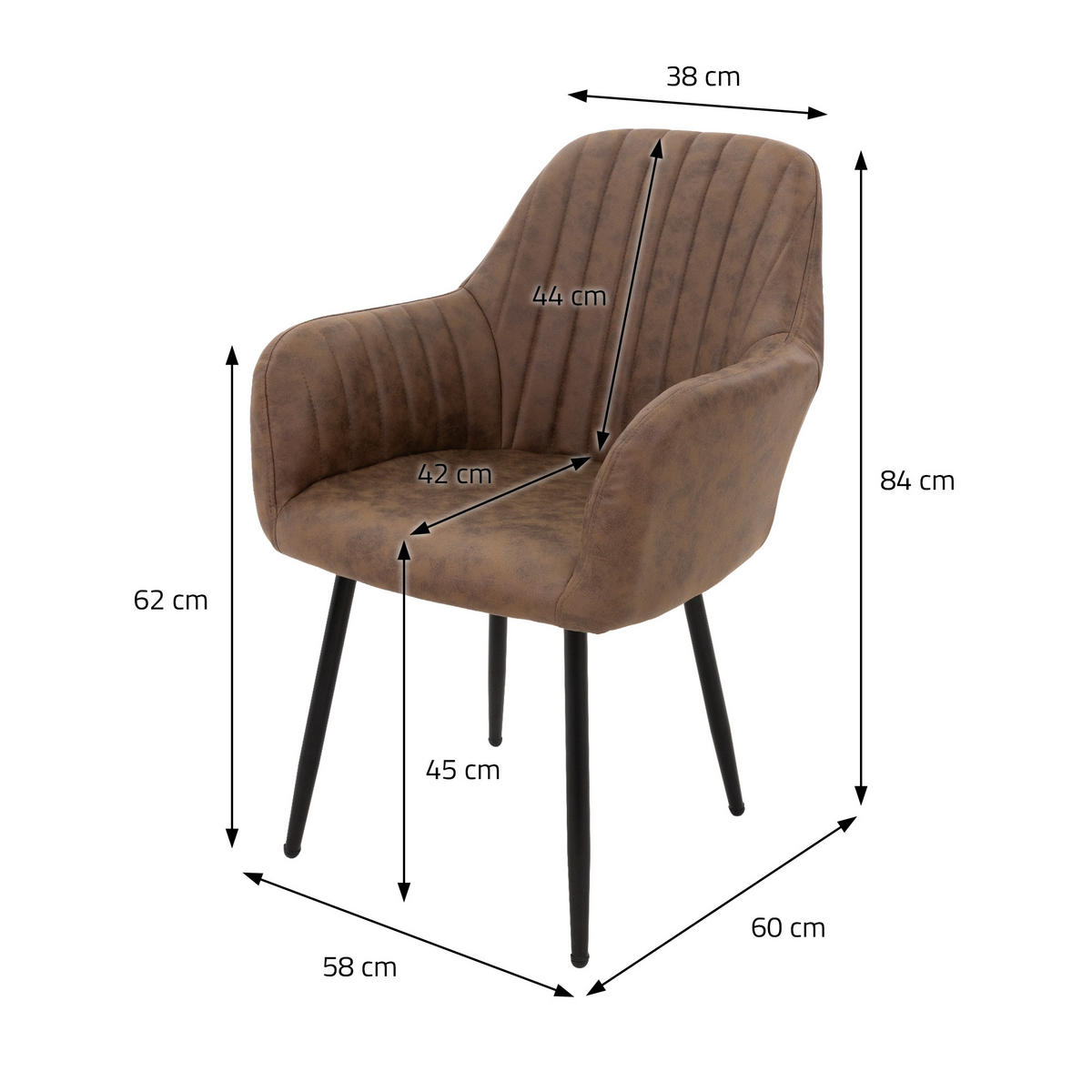 STUHL Kunstleder braun - Braun, Metall (60/84/58cm) - ML-DESIGN