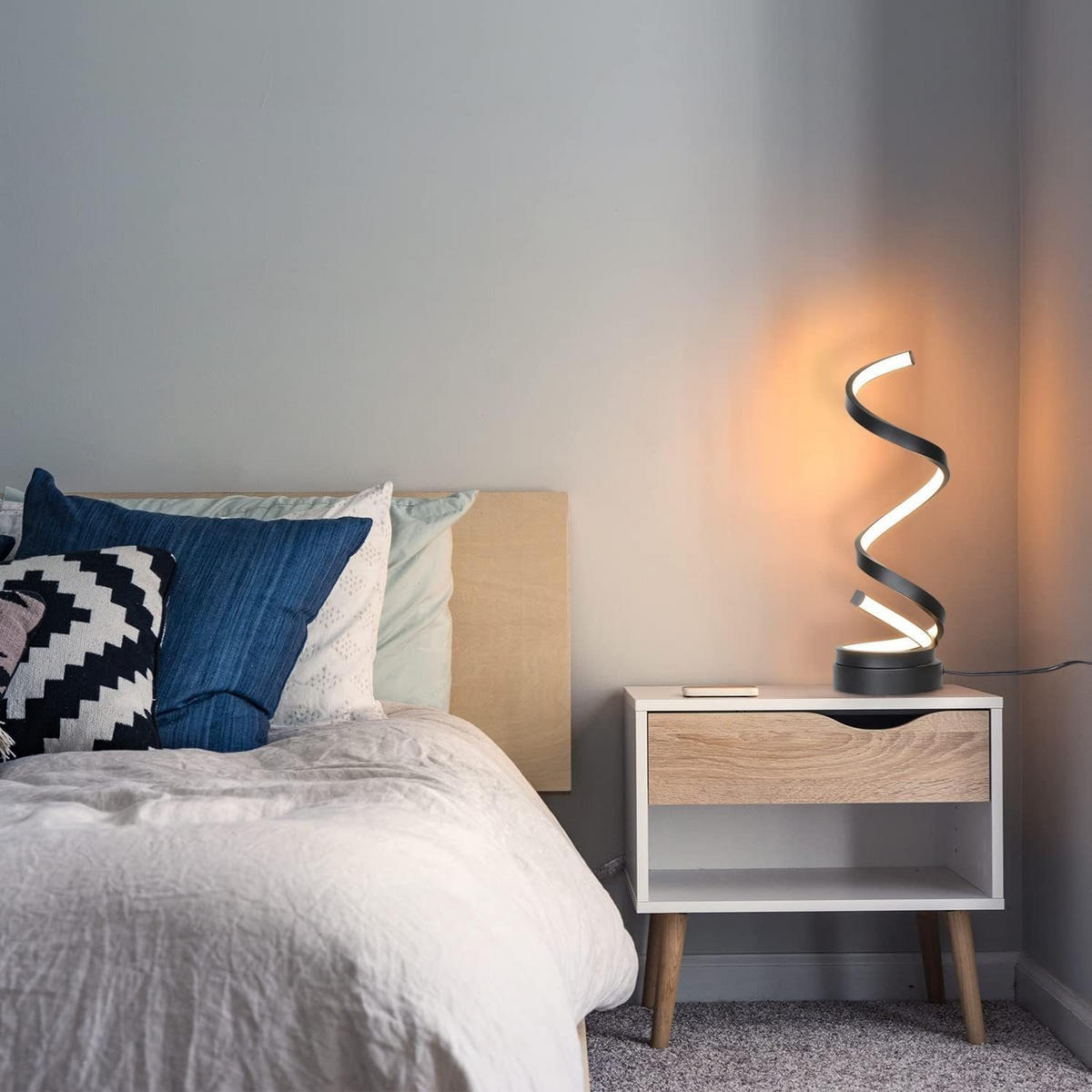 LED-TISCHLEUCHTE Spirale 13/13/41 cm - Schwarz, Metall (13/13/41cm) - Nettlife