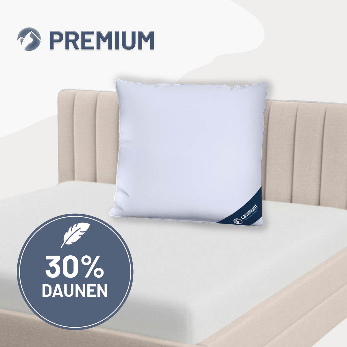 KOPFKISSEN 80x80 cm weich & stützend, Daunenkissen 30% Daunen - Weiß, Textil (80/80cm) - casimum